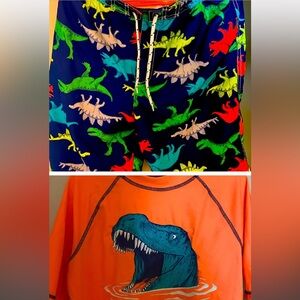 2 pieces Kid Carter's Dinosaur Rashguard & Kid Dinosaur Swim Trunks
